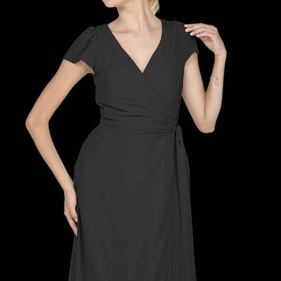 Joanna August Aurele Long Black Wrap Dress - Picture 2 of 3